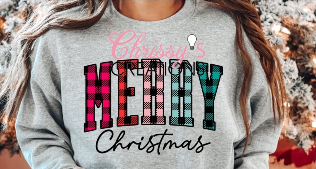 Merry Christmas Plaid Crewneck