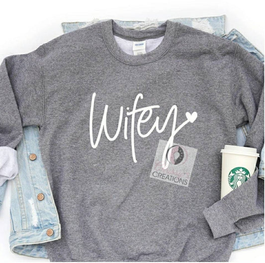 Wifey Bride VDay Valentine's Day Love Wife Statement Tshirt Wedding Bridal Party Bachelorette Trophy